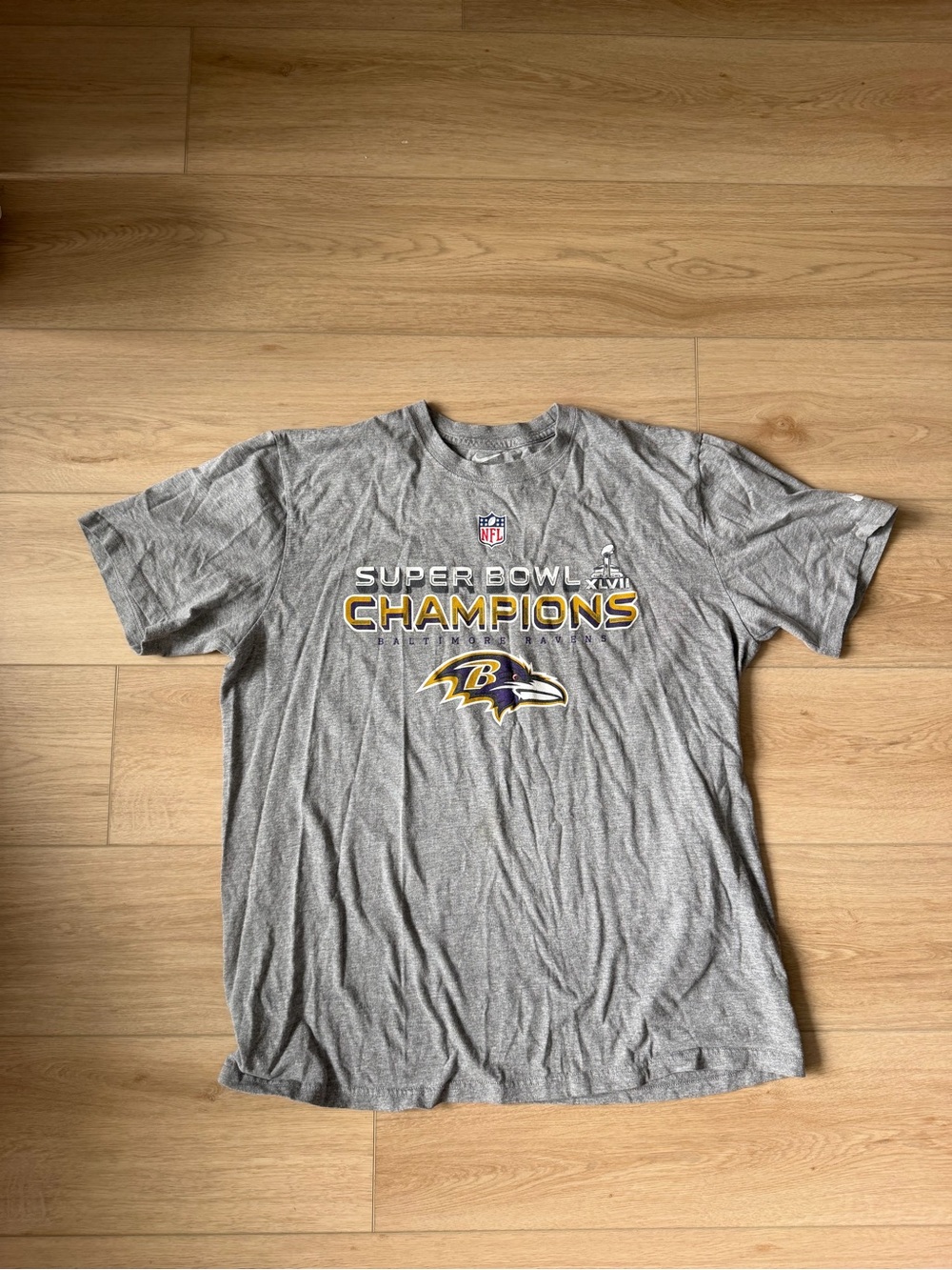 Nike NFL Baltimore Ravens Gray Super Bowl Champions T-Shirt